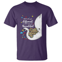 Elephant Autism T Shirt What Makes You Different Is What Makes You Beautiful Puzzle Pieces - Wonder Print Shop