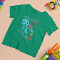 Turtle Autism T Shirt For Kid See The Able Not The Label Puzzle Pieces - Wonder Print Shop