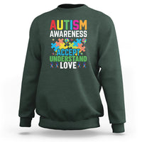 Autism Awareness Sweatshirt Accept Understand Love Spectrum Blue Ribbon - Wonder Print Shop