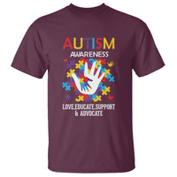 Autism Awareness T Shirt Love Educate Support Advocate - Wonder Print Shop