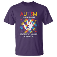Autism Awareness T Shirt Love Educate Support Advocate - Wonder Print Shop