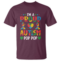 Autism Grandpa T Shirt I'm A Proud Autism Pop Pop - Wonder Print Shop