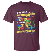 Dinosaur Autism T Shirt I'm Not Misbehaving I Have Autism Please Be Understanding - Wonder Print Shop
