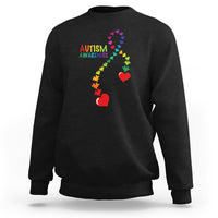 Heart Autism Awareness Sweatshirt Puzzle Heart Ribbon Support Accept - Wonder Print Shop