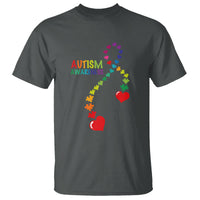 Heart Autism Awareness T Shirt Puzzle Heart Ribbon Support Accept - Wonder Print Shop