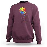 Sunflower Autism Sweatshirt Choose Kind Rainbow Puzzle Piece - Wonder Print Shop