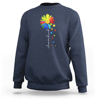 Sunflower Autism Sweatshirt Choose Kind Rainbow Puzzle Piece - Wonder Print Shop