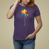 Sunflower Autism T Shirt For Women Choose Kind Rainbow Puzzle Piece - Wonder Print Shop