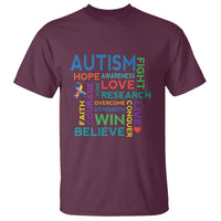 Autism Support T Shirt Warriors Fight Hope Love Courage Believe Win - Wonder Print Shop