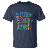 Autism Support T Shirt Warriors Fight Hope Love Courage Believe Win - Wonder Print Shop