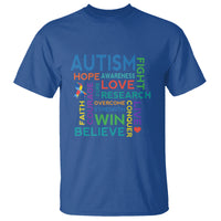 Autism Support T Shirt Warriors Fight Hope Love Courage Believe Win - Wonder Print Shop