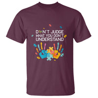 Autism Awareness T Shirt Don't Judge What You Don't Understand Puzzle Hand - Wonder Print Shop