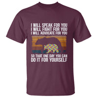 Autism Mom T Shirt I Will Speak Fight Advocate For You So That One Day You Can Do It For Yourself Retro Mama Bear - Wonder Print Shop