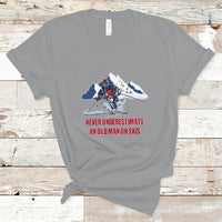 Never Underestimate An Old Man On Skis Funny Skiing Skier T Shirt - Wonder Print Shop