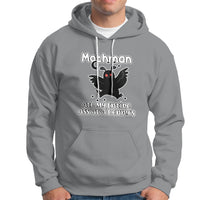 Sport gray Mothman graphic hoodie with front pocket and hood, drawstring.