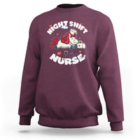 Funny Nurse Sweatshirt Night Shift Nurse with Cute Unicorn Stethoscope - Wonder Print Shop