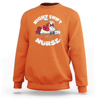 Funny Nurse Sweatshirt Night Shift Nurse with Cute Unicorn Stethoscope - Wonder Print Shop