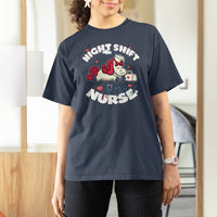 Funny Nurse T Shirt For Women Night Shift Nurse with Cute Unicorn Stethoscope - Wonder Print Shop