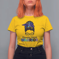 Rheumatoid Arthritis Warrior T Shirt For Women Messy Bun Blue Purple Ribbon - Wonder Print Shop