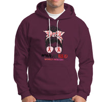 #Wearred World AIDS Day Hoodie Messy Bun Red Ribbon - Wonder Print Shop