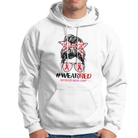 #Wearred World AIDS Day Hoodie Messy Bun Red Ribbon - Wonder Print Shop