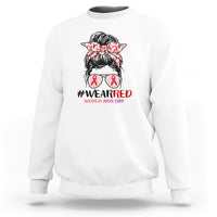 #Wearred World AIDS Day Sweatshirt Messy Bun Red Ribbon - Wonder Print Shop