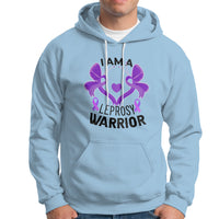Leprosy Hoodie I Am A Leprosy Warrior Purple Ribbon with Butterfly - Wonder Print Shop