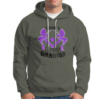 Leprosy Hoodie I Am A Leprosy Warrior Purple Ribbon with Butterfly - Wonder Print Shop