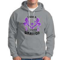 Leprosy Hoodie I Am A Leprosy Warrior Purple Ribbon with Butterfly - Wonder Print Shop