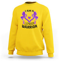 Leprosy Sweatshirt I Am A Leprosy Warrior Purple Ribbon with Butterfly - Wonder Print Shop