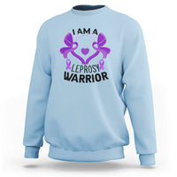 Leprosy Sweatshirt I Am A Leprosy Warrior Purple Ribbon with Butterfly - Wonder Print Shop