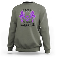 Leprosy Sweatshirt I Am A Leprosy Warrior Purple Ribbon with Butterfly - Wonder Print Shop