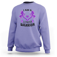 Leprosy Sweatshirt I Am A Leprosy Warrior Purple Ribbon with Butterfly - Wonder Print Shop