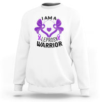 Leprosy Sweatshirt I Am A Leprosy Warrior Purple Ribbon with Butterfly - Wonder Print Shop