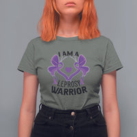 Leprosy T Shirt For Women I Am A Leprosy Warrior Purple Ribbon with Butterfly - Wonder Print Shop