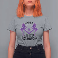 Leprosy T Shirt For Women I Am A Leprosy Warrior Purple Ribbon with Butterfly - Wonder Print Shop
