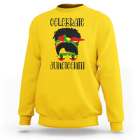 Black Women Messy Bun Juneteenth Celebrate Sweatshirt - Wonder Print Shop
