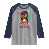 African American Nurse Raglan Shirt Nursing Black Messy Bun