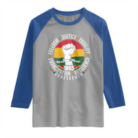 Juneteenth Raised Fist Raglan Shirt Freedom Justice Equality Emancipation Resilience