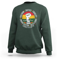 Juneteenth Fist Sweatshirt Freedom Justice Equality Emancipation Resilience - Wonder Print Shop