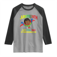 Juneteenth Is My Independence Day Raglan Shirt Super Hero Black Boy