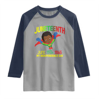 Juneteenth Is My Independence Day Raglan Shirt Super Hero Black Boy