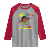 Juneteenth Is My Independence Day Raglan Shirt Super Hero Black Boy