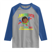 Juneteenth Is My Independence Day Raglan Shirt Super Hero Black Boy