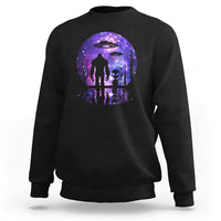 Alien And Bigfoot Full Moon Sasquatch UFO Sweatshirt - Wonder Print Shop