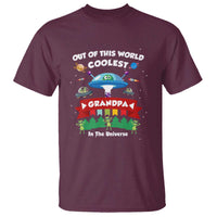 Mens Coolest Grandpa Father's Day Outer Space UFO Spaceship Alien T Shirt - Wonder Print Shop