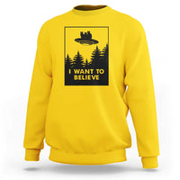 I want to Believe Funny Cat UFO Alien Space Sweatshirt - Wonder Print Shop