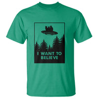 I want to Believe Funny Cat UFO Alien Space T Shirt - Wonder Print Shop