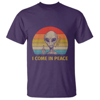Vintage I Come in Peace Tshirt Alien Smoking Gift T Shirt - Wonder Print Shop