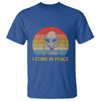 Vintage I Come in Peace Tshirt Alien Smoking Gift T Shirt - Wonder Print Shop